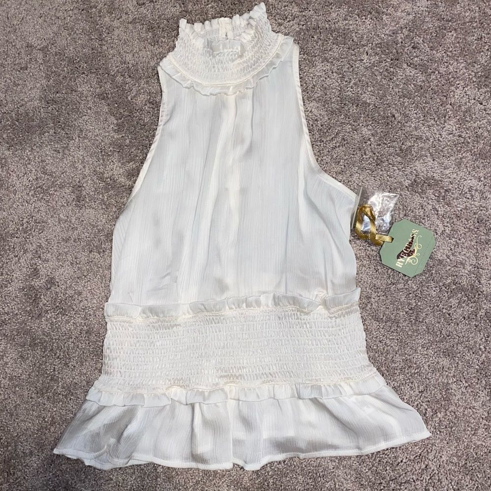 NWT Rye Grass White High Neck Blouse